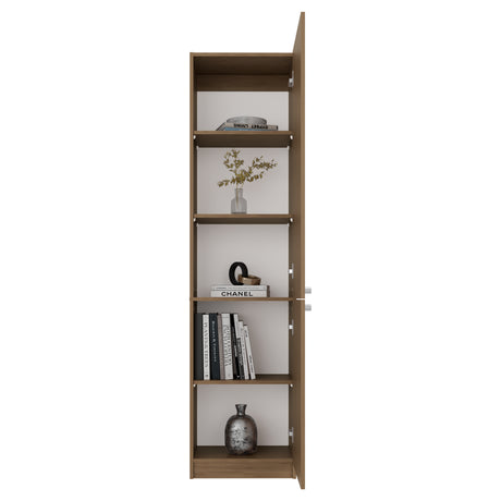 Estantería Home Fresno y Blanco 45x180.6cm Rectangular con Tres Entrepaños y Dos Puertas - BIBLIOTECAS Y ESTANTERIAS | Bylmo