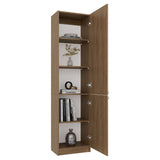 Estantería Home Fresno y Blanco 45x180.6cm Rectangular con Tres Entrepaños y Dos Puertas - BIBLIOTECAS Y ESTANTERIAS | Bylmo