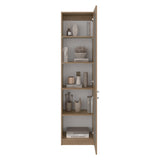 Estantería Home Fresno y Blanco 45x180.6cm Rectangular con Tres Entrepaños y Dos Puertas con Vidrio - BIBLIOTECAS Y ESTANTERIAS | Bylmo
