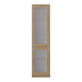 Estantería Home Fresno y Blanco 45x180.6cm Rectangular con Tres Entrepaños y Dos Puertas con Vidrio - BIBLIOTECAS Y ESTANTERIAS | Bylmo