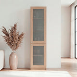 Estantería Home Fresno y Blanco 45x180.6cm Rectangular con Tres Entrepaños y Dos Puertas con Vidrio - BIBLIOTECAS Y ESTANTERIAS | Bylmo