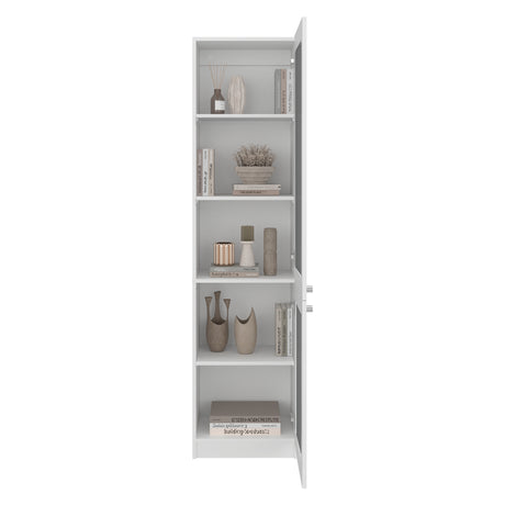 Estantería Home Blanco 45x180.6cm Rectangular con Tres Entrepaños y Dos Puertas con Vidrio - BIBLIOTECAS Y ESTANTERIAS | Bylmo