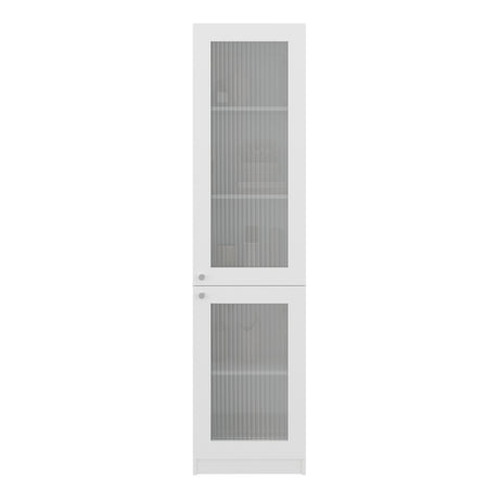 Estantería Home Blanco 45x180.6cm Rectangular con Tres Entrepaños y Dos Puertas con Vidrio - BIBLIOTECAS Y ESTANTERIAS | Bylmo