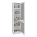 Estantería Home Blanco 45x180.6cm Rectangular con Tres Entrepaños y Dos Puertas con Vidrio - BIBLIOTECAS Y ESTANTERIAS | Bylmo