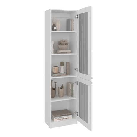 Estantería Home Blanco 45x180.6cm Rectangular con Tres Entrepaños y Dos Puertas con Vidrio - BIBLIOTECAS Y ESTANTERIAS | Bylmo