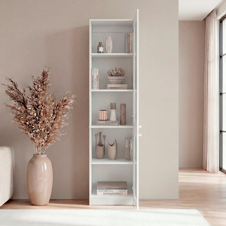 Estantería Home Blanco 45x180.6cm Rectangular con Tres Entrepaños y Dos Puertas con Vidrio - BIBLIOTECAS Y ESTANTERIAS | Bylmo