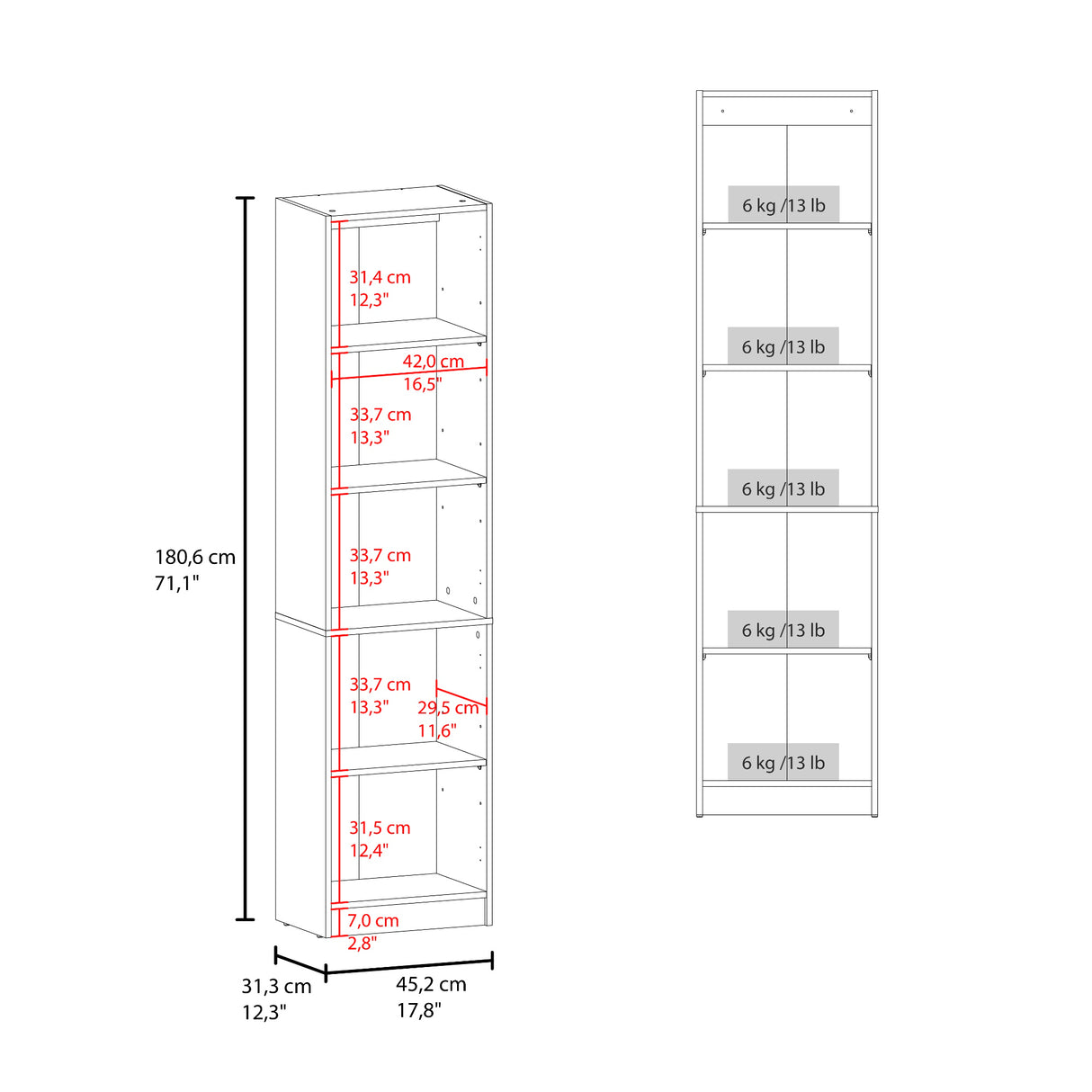 Estantería Home Blanco 45x180.6cm Rectangular con Tres Entrepaños y Dos Puertas con Vidrio - BIBLIOTECAS Y ESTANTERIAS | Bylmo