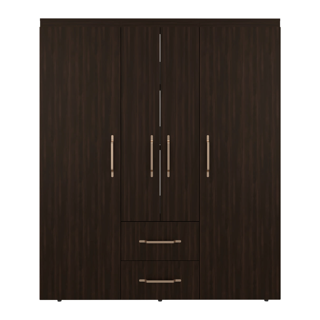 Closet Bariloche Nogal 150.3x177.9cm con Cuatro Puertas y con Dos Cajones - CLOSETS | Bylmo