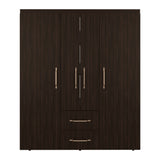 Closet Bariloche Nogal 150.3x177.9cm con Cuatro Puertas y con Dos Cajones - CLOSETS | Bylmo