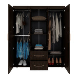 Closet Bariloche Nogal 150.3x177.9cm con Cuatro Puertas y con Dos Cajones - CLOSETS | Bylmo
