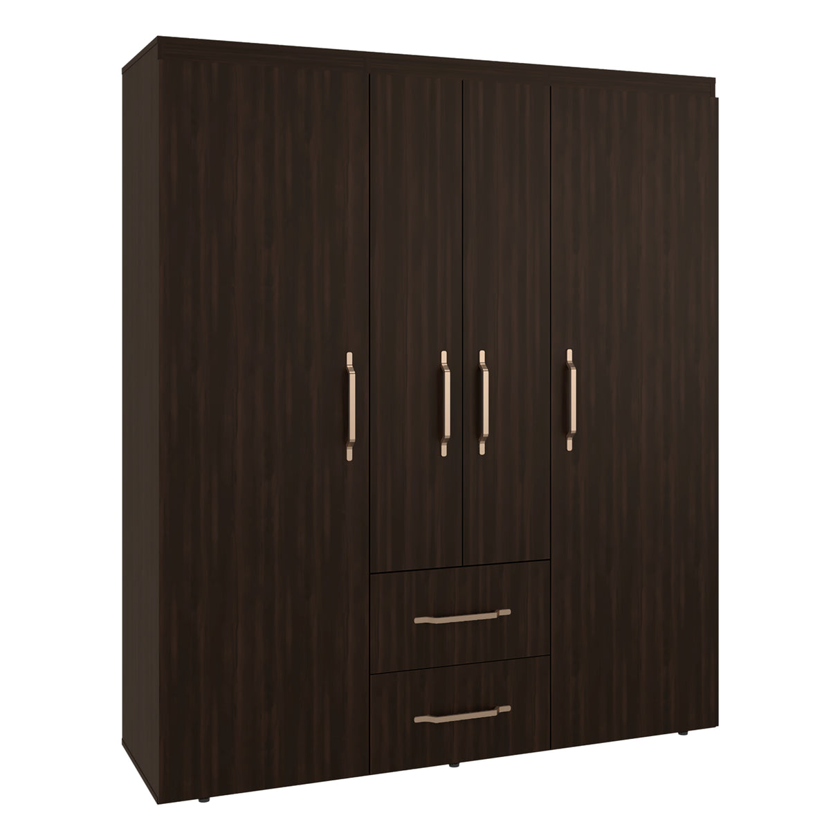 Closet Bariloche Nogal 150.3x177.9cm con Cuatro Puertas y con Dos Cajones - CLOSETS | Bylmo