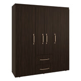 Closet Bariloche Nogal 150.3x177.9cm con Cuatro Puertas y con Dos Cajones - CLOSETS | Bylmo