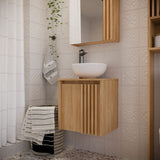 Mueble para Lavamanos Nori Miel 42x44.5cm Flotante Individual sin Lavamanos con Un Cajón y Una Puerta - MUEBLES PARA LAVAMANOS | Bylmo