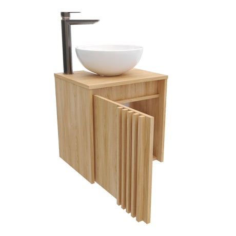 Mueble para Lavamanos Nori Miel 42x44.5cm Flotante Individual sin Lavamanos con Un Cajón y Una Puerta - MUEBLES PARA LAVAMANOS | Bylmo