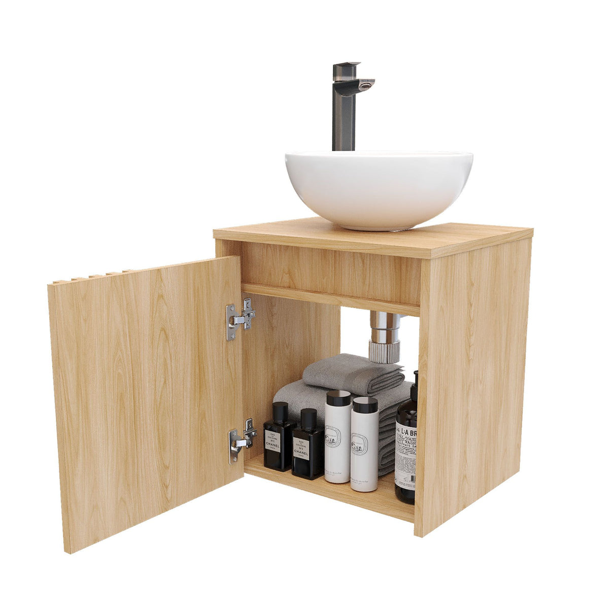 Mueble para Lavamanos Nori Miel 42x44.5cm Flotante Individual sin Lavamanos con Un Cajón y Una Puerta - MUEBLES PARA LAVAMANOS | Bylmo