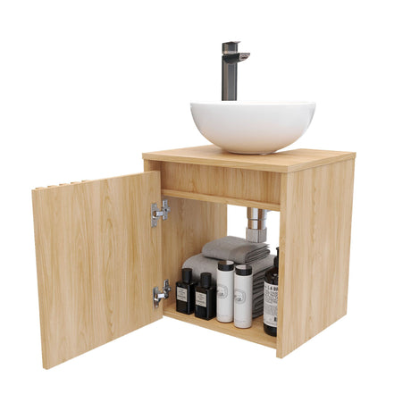 Mueble para Lavamanos Nori Miel 42x44.5cm Flotante Individual sin Lavamanos con Un Cajón y Una Puerta - MUEBLES PARA LAVAMANOS | Bylmo