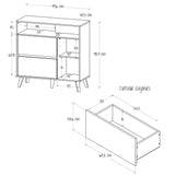 Cajonera Nori Miel 100x98cm de Dos Hileras con Dos Cajones - CAJONERAS Y COMODAS | Bylmo