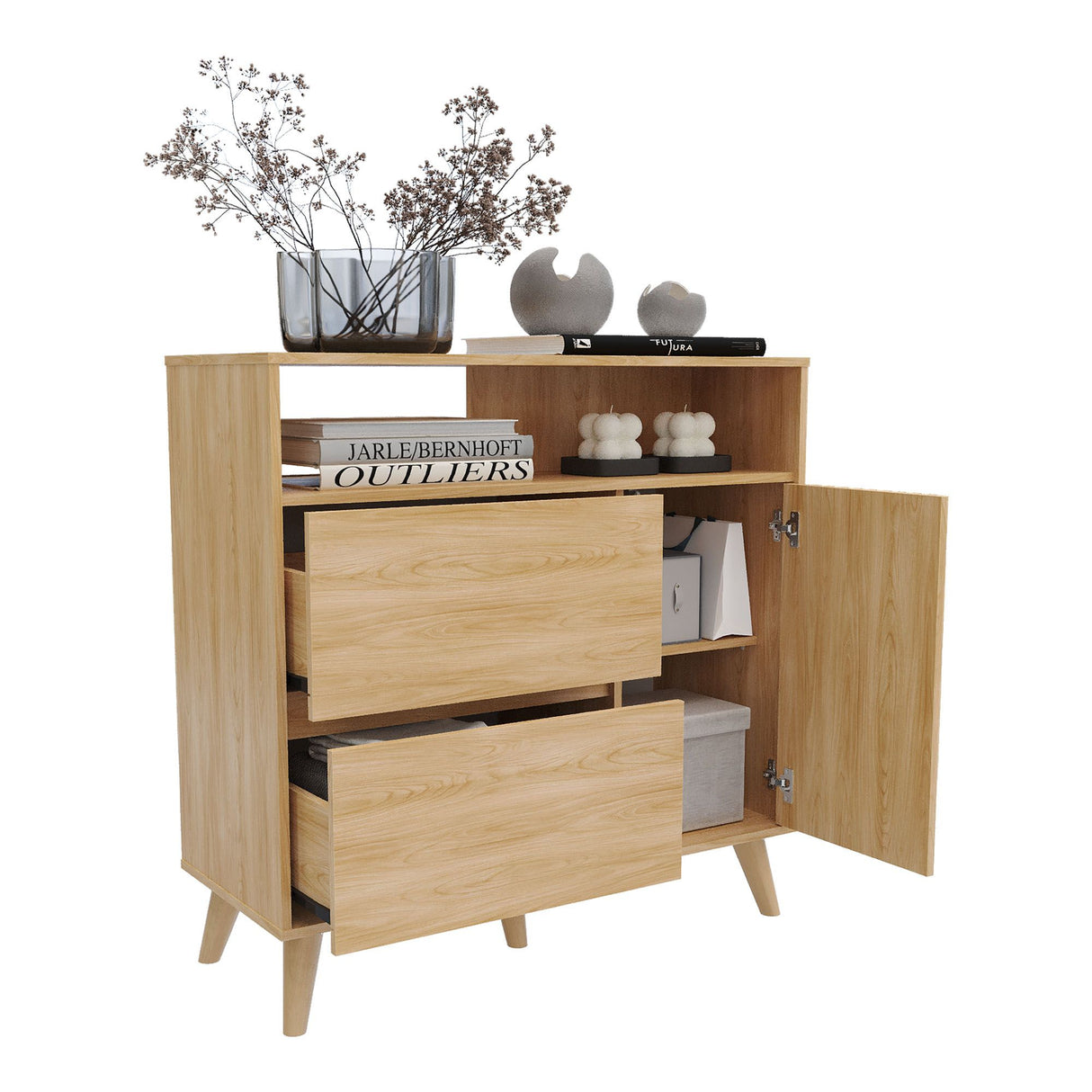 Cajonera Nori Miel 100x98cm de Dos Hileras con Dos Cajones - CAJONERAS Y COMODAS | Bylmo