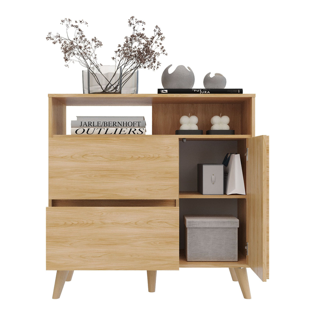 Cajonera Nori Miel 100x98cm de Dos Hileras con Dos Cajones - CAJONERAS Y COMODAS | Bylmo