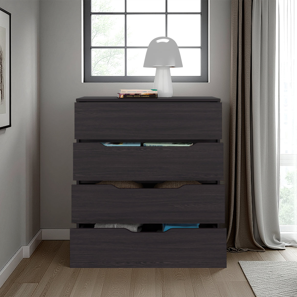 Cajonera Zoe Wengue 80x89.1cm de Cuatro Hileras con Cuatro Cajones - CAJONERAS Y COMODAS | Bylmo