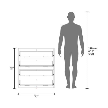 Cajonera Zoe Wengue 80x89.1cm de Cuatro Hileras con Cuatro Cajones - CAJONERAS Y COMODAS | Bylmo
