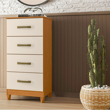 Cómoda Mobi Beige 50x105cm de Cuatro Hileras con Cuatro Cajones - CAJONERAS Y COMODAS | Bylmo