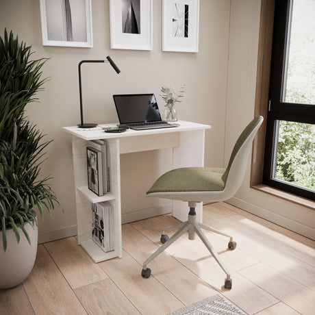 Escritorio Petra Niebla y Blanco 80x72cm con Organizador de Libros - ESCRITORIOS | Bylmo