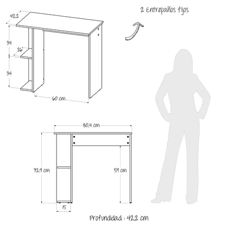 Escritorio Petra Niebla y Blanco 80x72cm con Organizador de Libros - ESCRITORIOS | Bylmo