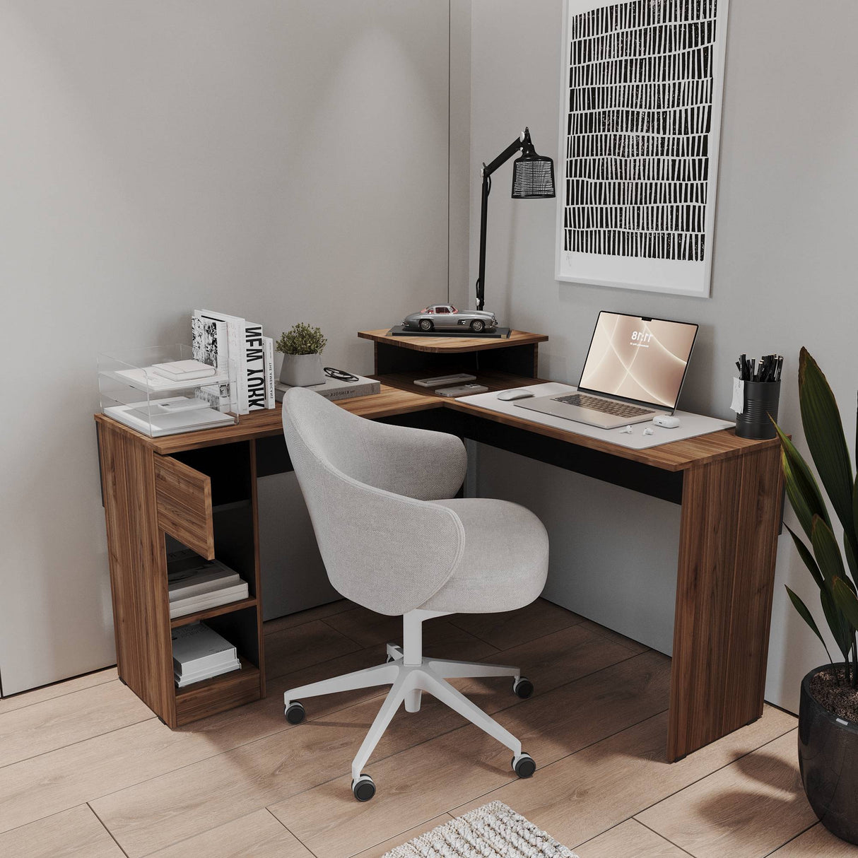 Escritorio Tiny Gales y Wengue 121x86cm con Un Cajón - ESCRITORIOS | Bylmo