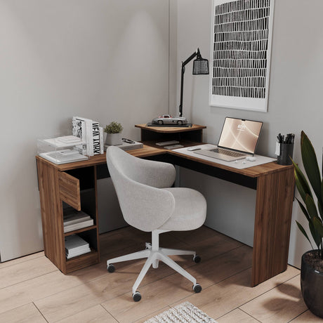Escritorio Tiny Gales y Wengue 121x86cm con Un Cajón - ESCRITORIOS | Bylmo