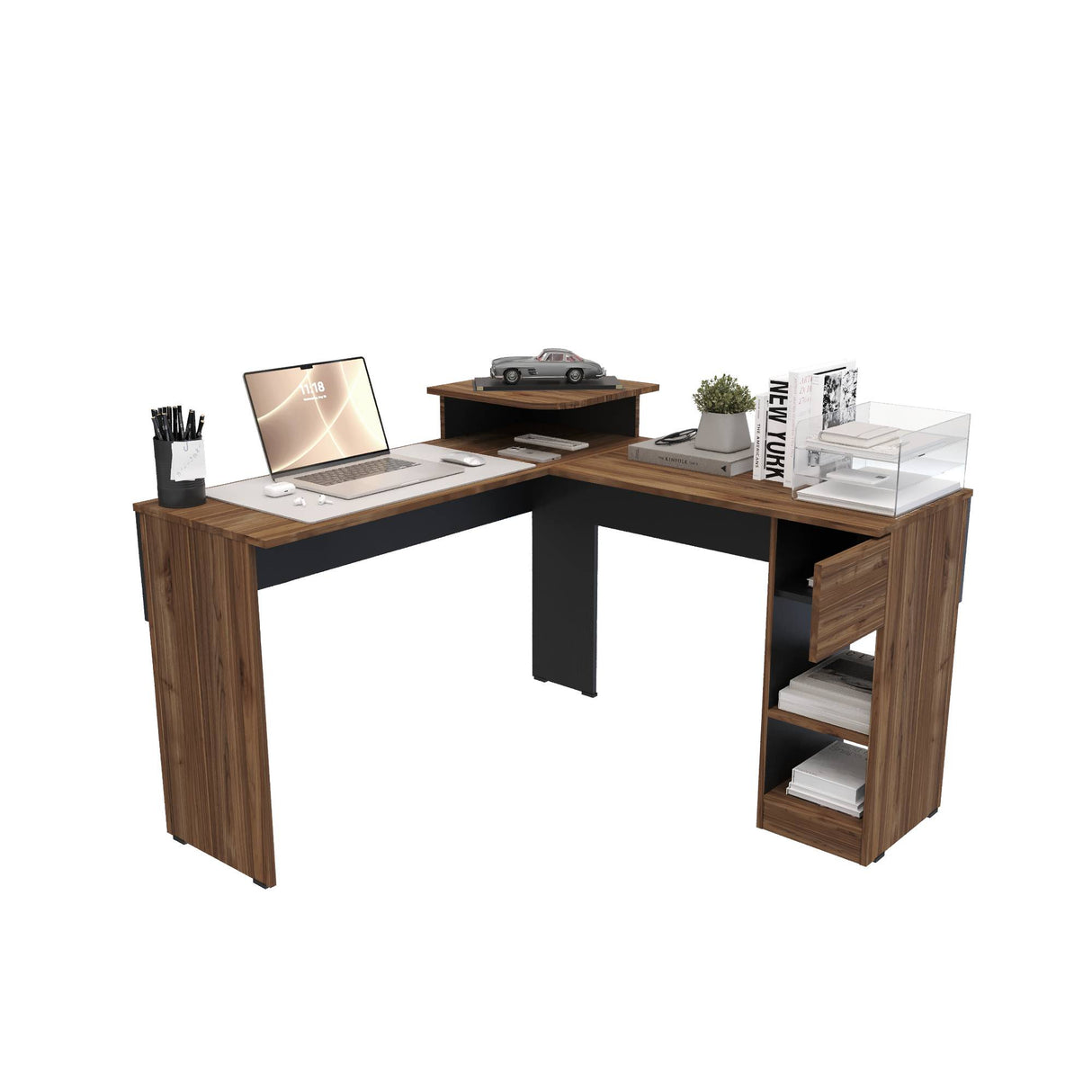 Escritorio Tiny Gales y Wengue 121x86cm con Un Cajón - ESCRITORIOS | Bylmo