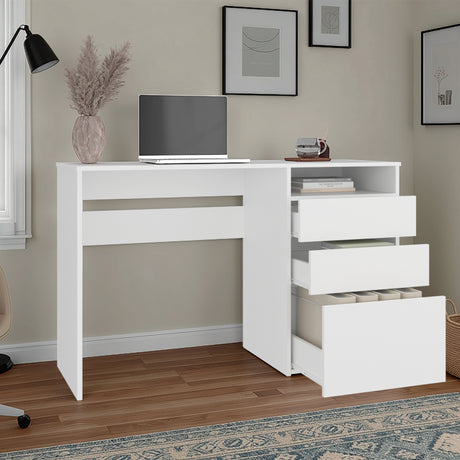 Escritorio Dublin Blanco 120.5x75.1cm con Tres Cajones - ESCRITORIOS | Bylmo