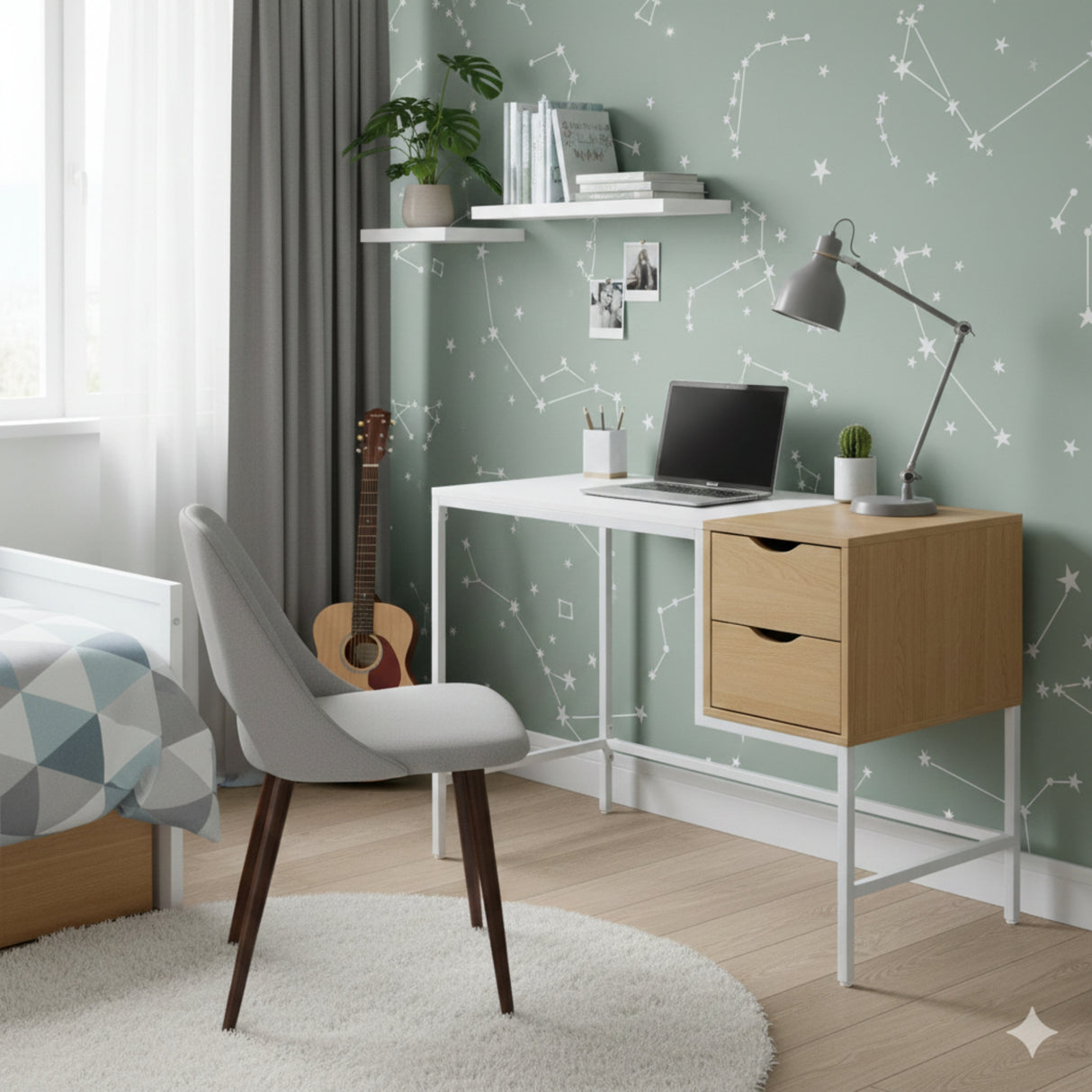 Escritorio Melani Blanco 100x75cm con Dos Cajones - ESCRITORIOS | Bylmo