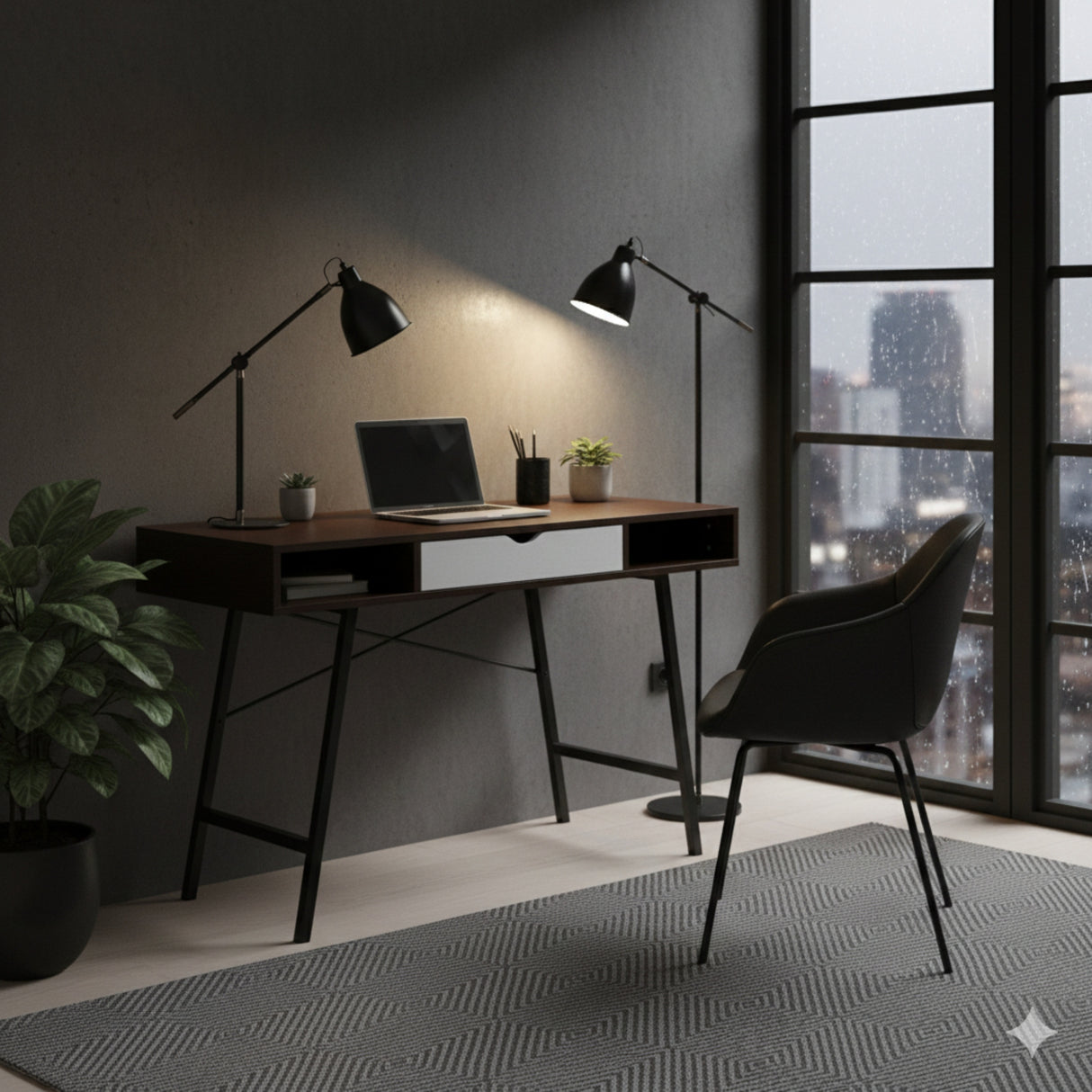 Escritorio Sirion Marrón 120x76cm con Un Cajón - ESCRITORIOS | Bylmo