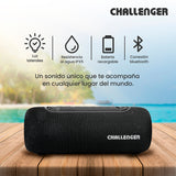 Parlante Portátil Challenger Negro y Azul 9.2x9.2cm Portatil con Conexión Bluetooth - PARLANTES | Bylmo