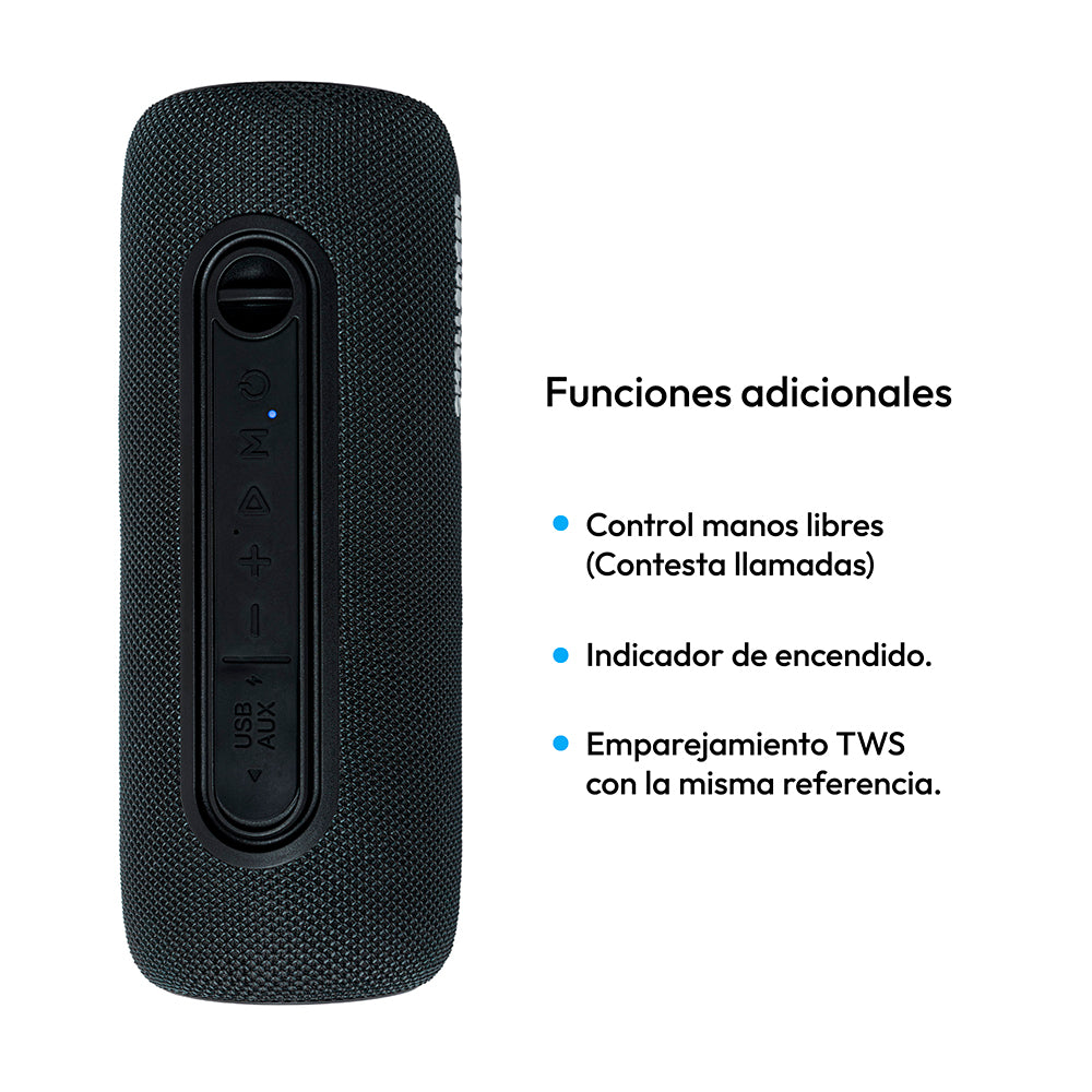 Parlante Portátil Challenger Negro y Azul 9.2x9.2cm Portatil con Conexión Bluetooth - PARLANTES | Bylmo