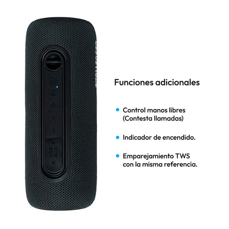 Parlante Portátil Challenger Negro y Azul 9.2x9.2cm Portatil con Conexión Bluetooth - PARLANTES | Bylmo