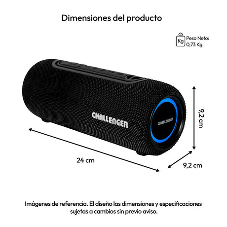 Parlante Portátil Challenger Negro y Azul 9.2x9.2cm Portatil con Conexión Bluetooth - PARLANTES | Bylmo