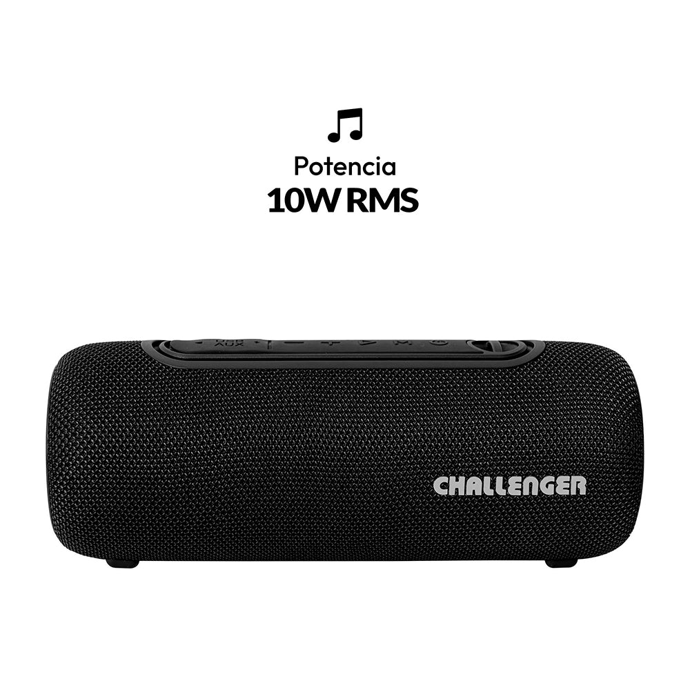 Parlante Portátil Challenger Negro y Azul 9.2x9.2cm Portatil con Conexión Bluetooth - PARLANTES | Bylmo