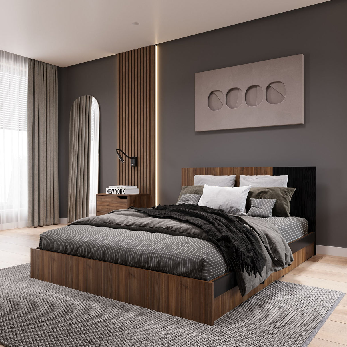 Base Cama Florencia Gales y Wengue 146x81cm para Cama Doble 140 X 200 Cm con Cabecero - CAMAS | Bylmo