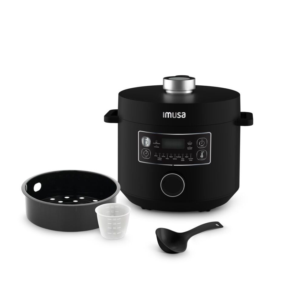 Olla Multifuncional Imusa Multichef Negro 33.6x28.7cm de 3 Litros con Temporizador y Pantalla Digital - OLLAS MULTIFUNCIONALES | Bylmo