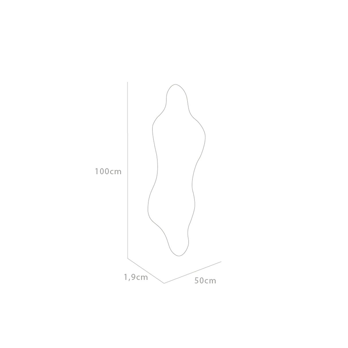 Espejo de Pared Dominic 50x100cm Asimetrico Flotado sin Marco con Luz Led Touch - ESPEJOS DE PARED | Bylmo