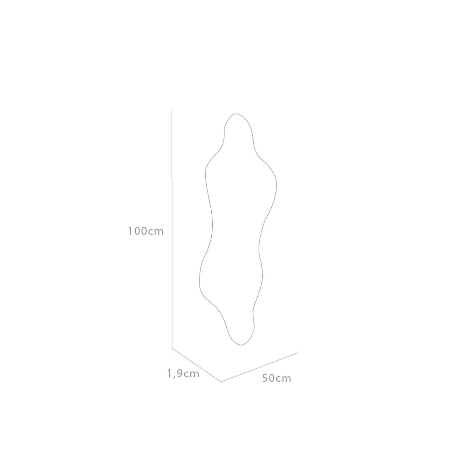 Espejo de Pared Dominic 50x100cm Asimetrico Flotado sin Marco con Luz Led Touch - ESPEJOS DE PARED | Bylmo