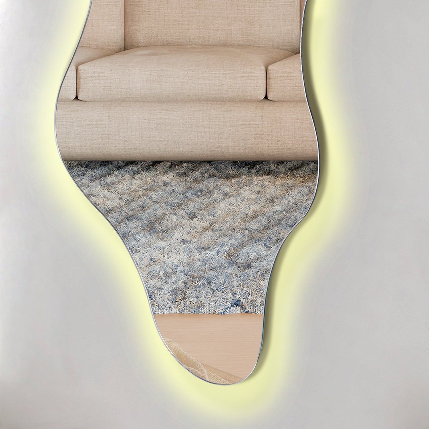 Espejo de Pared Dominic 50x100cm Asimetrico Flotado sin Marco con Luz Led Touch - ESPEJOS DE PARED | Bylmo