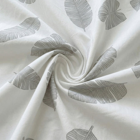 Juego de Sabanas Leaf Gray Blanco para colchón King 200 X 200 Cm 200 Hilos Con Elastico - SABANAS | Bylmo