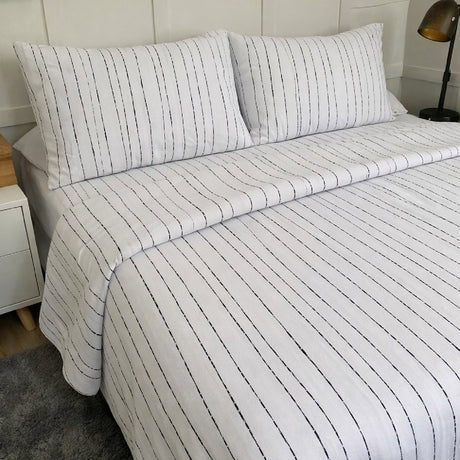 Juego de Sabanas Lunna Print Blanco para colchón King 200 X 200 Cm 200 Hilos Con Elastico - SABANAS | Bylmo