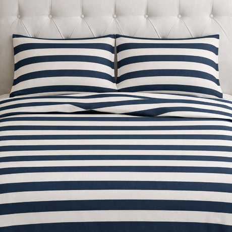 Juego de Sabanas Navy Print Blanco para colchón Semidoble 120 X 190 Cm 200 Hilos Con Elastico - SABANAS | Bylmo