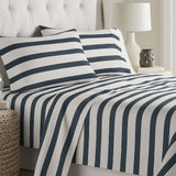 Juego de Sabanas Navy Print Blanco para colchón Queen 160 X 190 Cm 200 Hilos Con Elastico - SABANAS | Bylmo