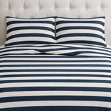Juego de Sabanas Navy Print Blanco para colchón King 200 X 200 Cm 200 Hilos Con Elastico - SABANAS | Bylmo
