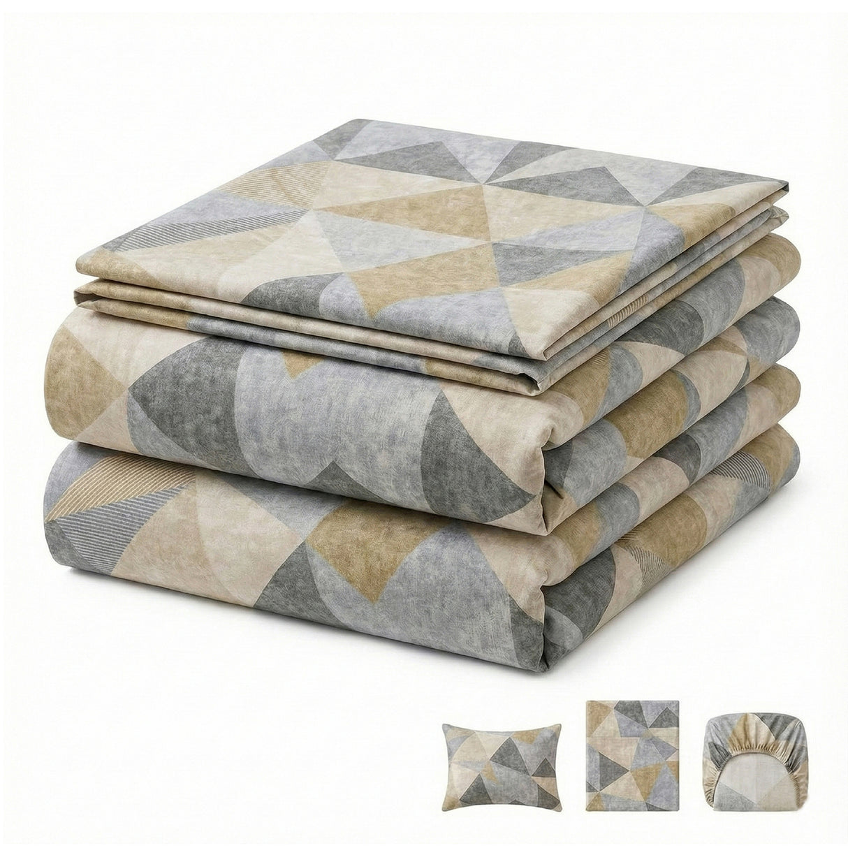 Juego de Sabanas Geo Café Print para colchón Doble 140 X 190 Cm 200 Hilos Con Elastico - SABANAS | Bylmo